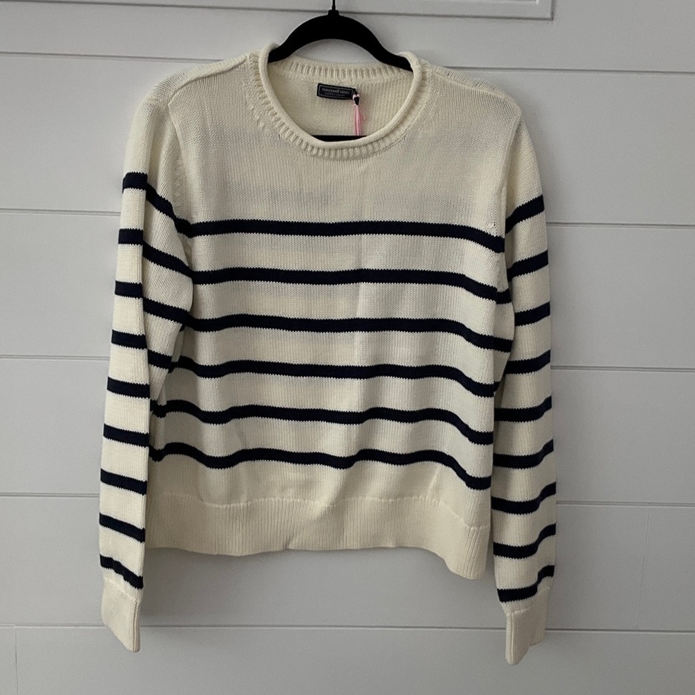 Vineyard Vines rollneck Crewneck with Navy Stripes Sz L